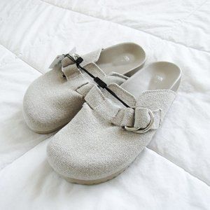 Never worn! ZARA Canvas Clog Mules in Nude/Beige Size 40 US 9 Boston Clog Dupe